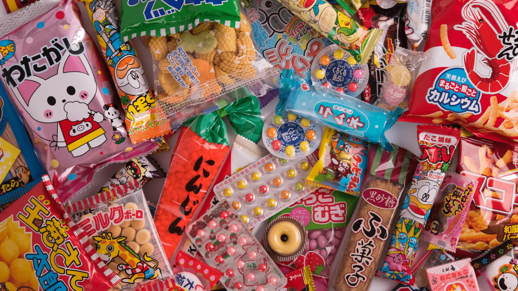 Colorful Japanese snacks representing creative branding ideas and viral marketing campaigns by Netmore, a digital marketing agency in Malaysia.
