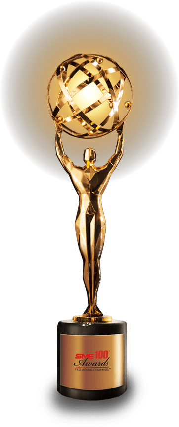 SME100 Awards trophy recognizing Netmore as a fast-moving web design company in Malaysia